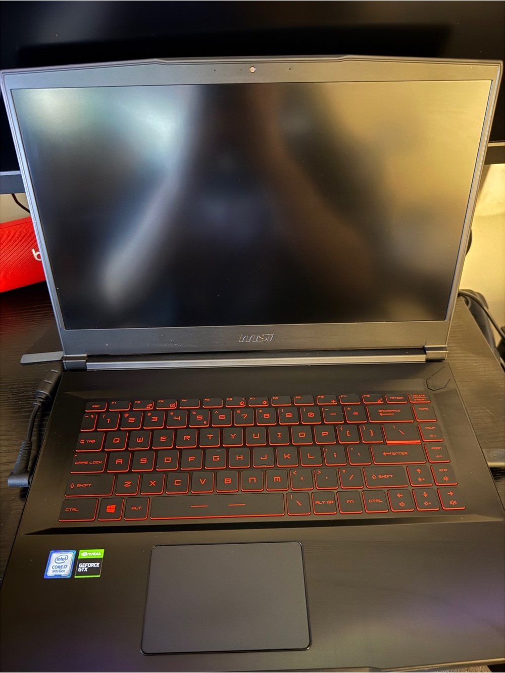 MSI Black Gaming Laptop with Red Backlit Keyboard